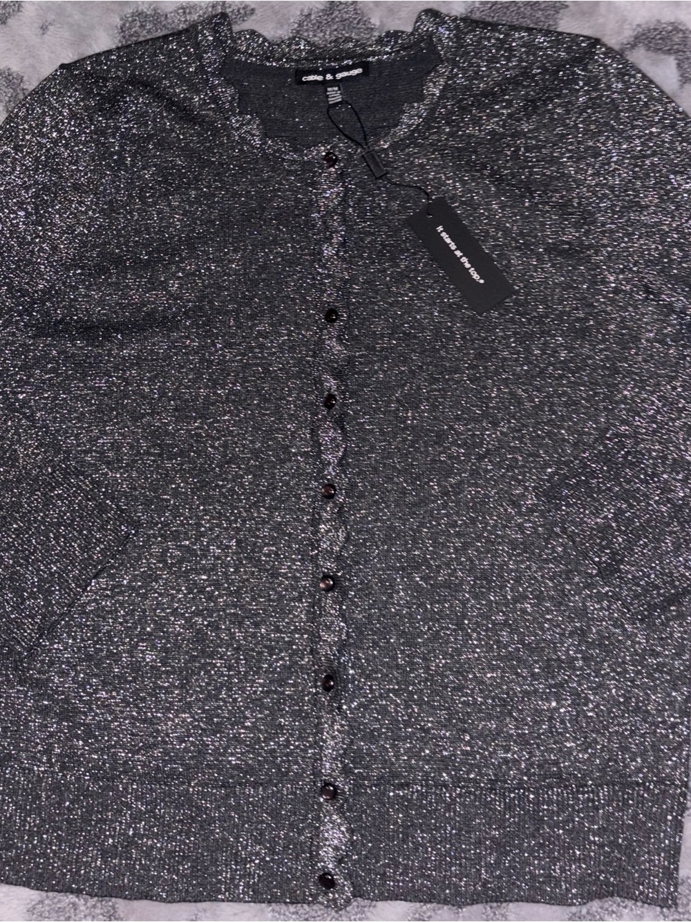 Cable & Gauge gray metallic sparkle cardigan~ women’s medium~ NWT~